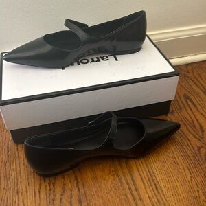 Larroude Black Mary Jane Flats